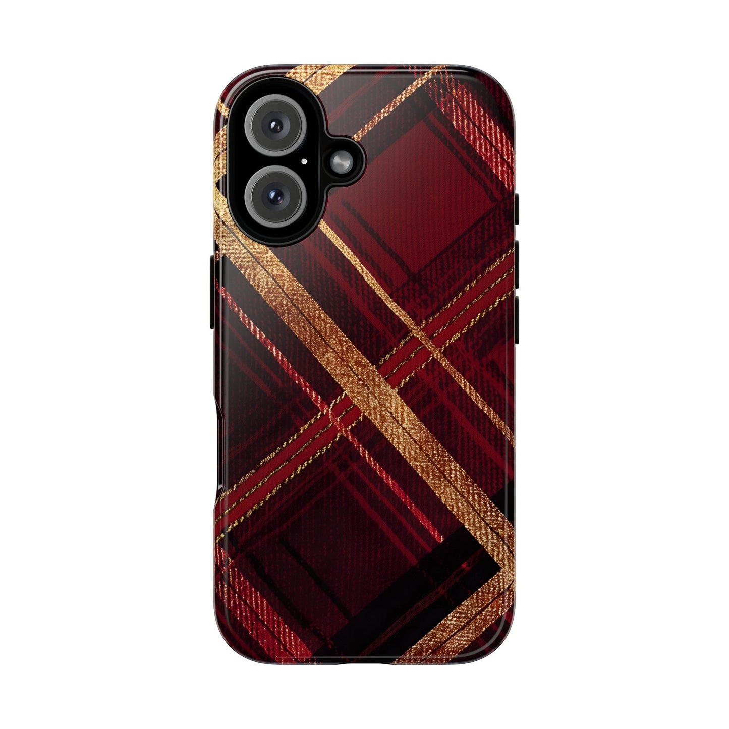 Crimson Luxe Plaid – Tough Glossy iPhone Case