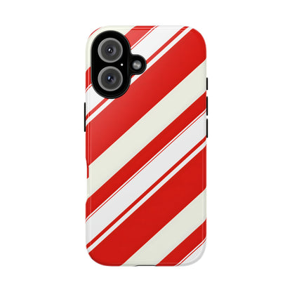 Crimson Holiday Stripes – Tough Glossy iPhone Case