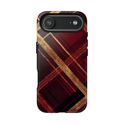 Crimson Luxe Plaid – Tough Glossy iPhone Case