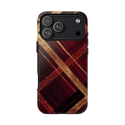 Crimson Luxe Plaid – Tough Glossy iPhone Case