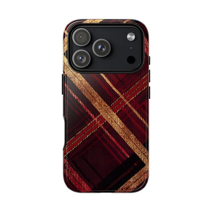 Crimson Luxe Plaid – Tough Glossy iPhone Case