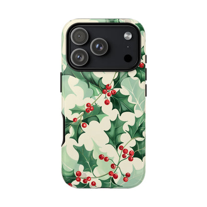 Winter Holly Charm – Tough Glossy iPhone Case